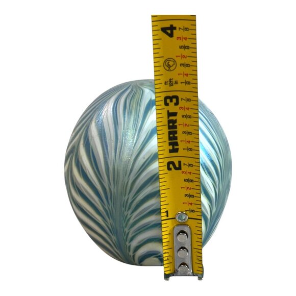 Pulled Feather Signed Handcrafted Art Glass Paperweight Blue Green Vandermark - Picture 6 of 9